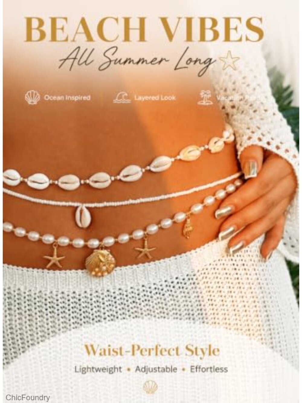 3PCS Layered Gold Plated Waist Chain Set Boho Beaded Belly Body Chains for - Picture 2 of 6